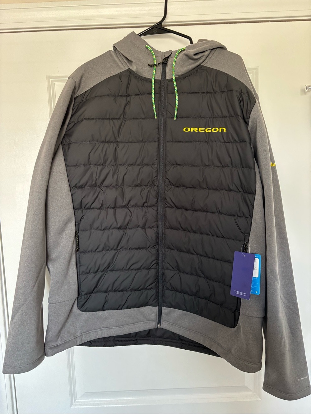 NWT Mens Columbia Oregon Ducks CLG Out-Shield Hybrid Hoodie Jacket Size XL